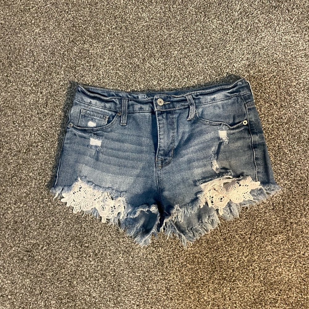 Mossimo Supply Co. Blue Jean Shorts with White Lace